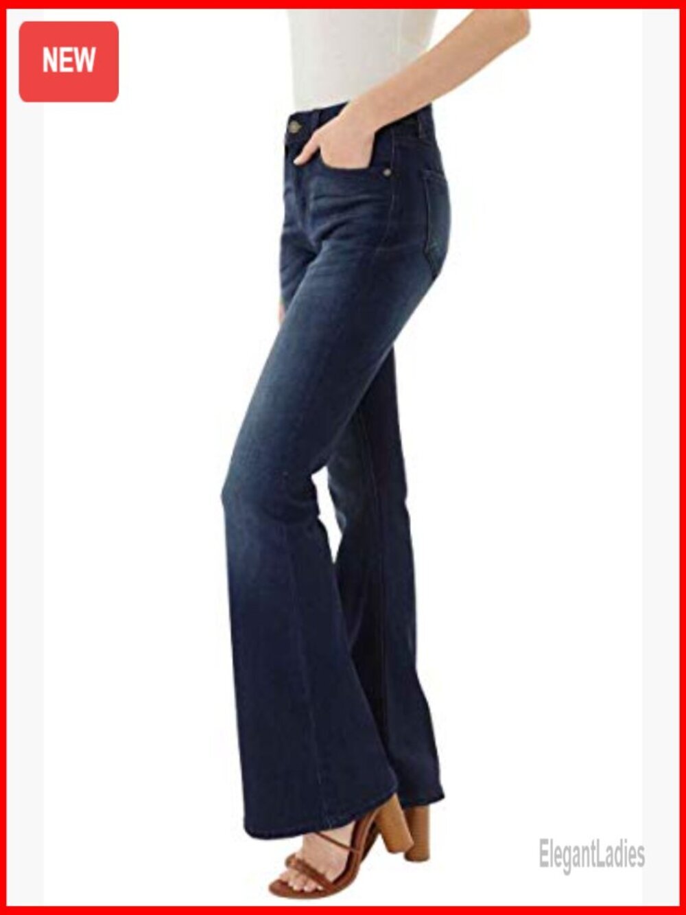Mid Rise Flare Hem Jeans, Bell Bottom Design, Size 3/25, 33.75" Inseam - Picture 2 of 6
